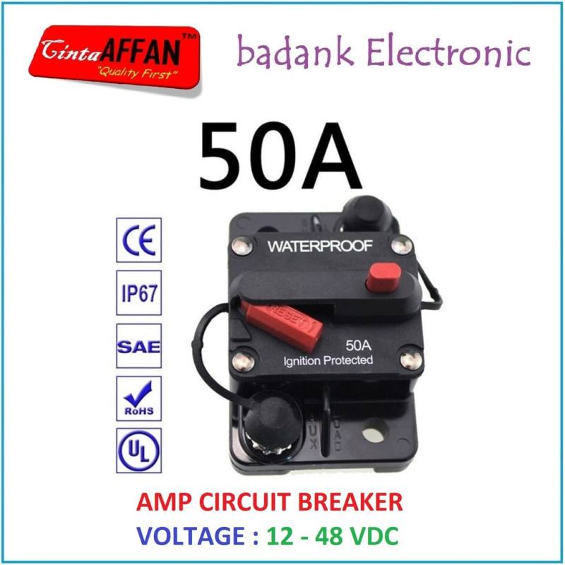 50A Thermal Circuit Breaker DC 12-48V 50A Solar Panel Surya Battery